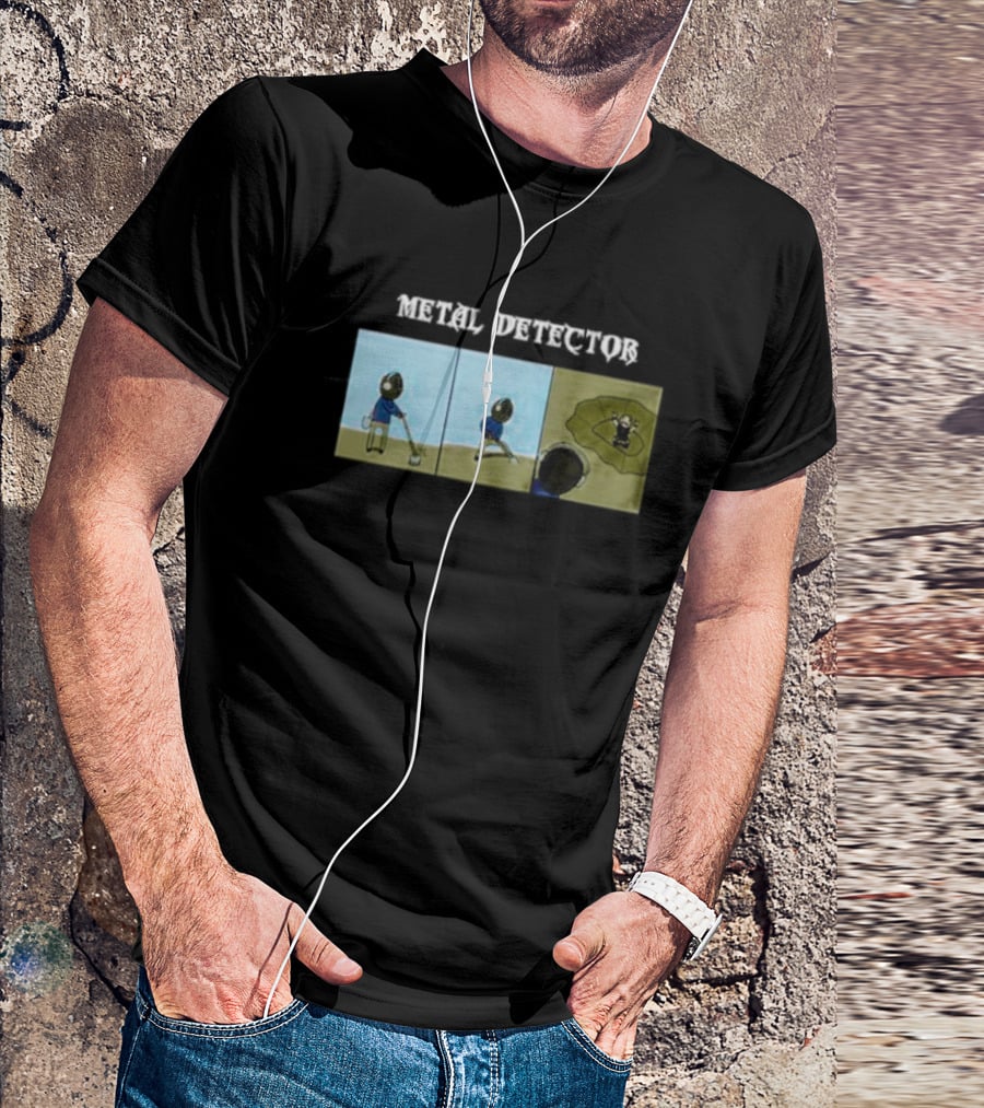 METAL DETECTOR Humorous Comic-Style Alien Discovery T-Shirt