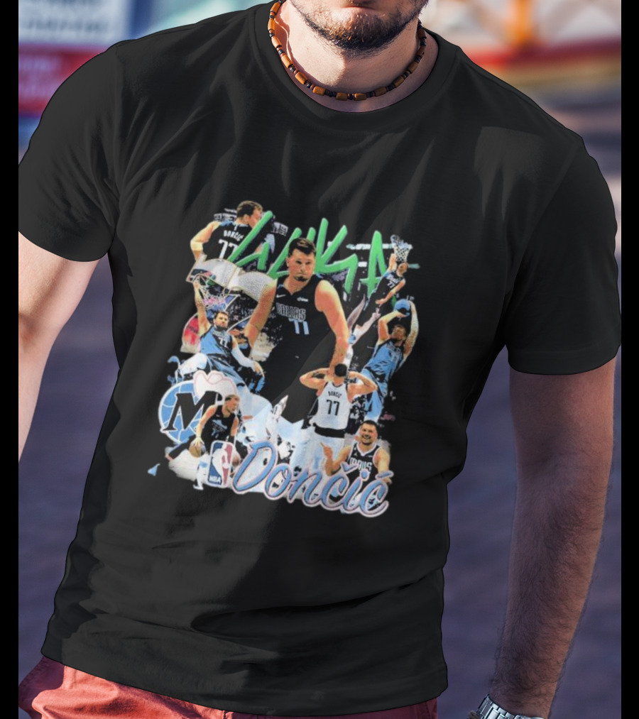 Luka Dončić NBA Mavericks 77 Action Collage T-Shirt