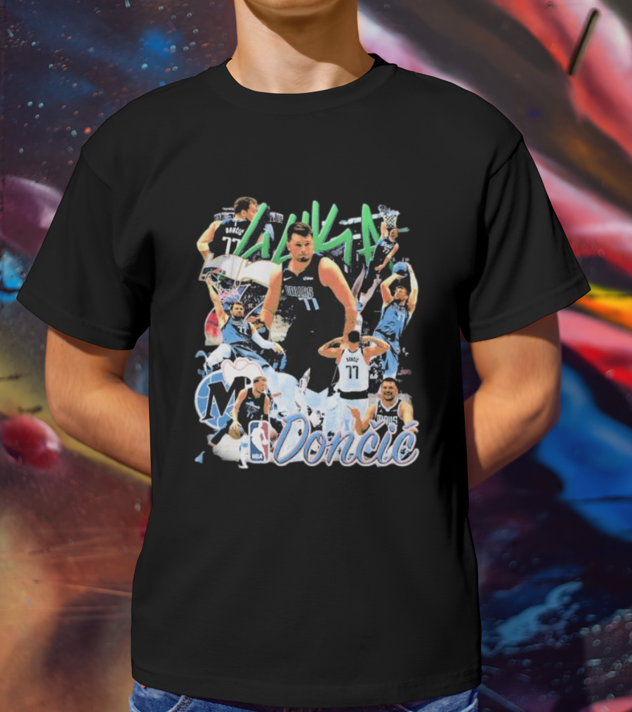 Luka Dončić NBA Mavericks 77 Action Collage T-Shirt