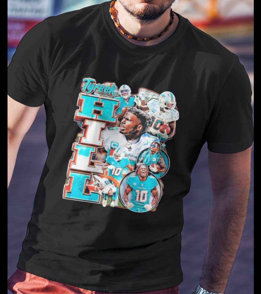 Tyreek Hill Miami Dolphins Football Player Collage T-Shirt