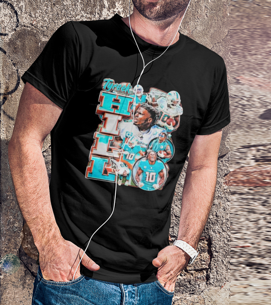 Tyreek Hill Miami Dolphins Football Player Collage T-Shirt