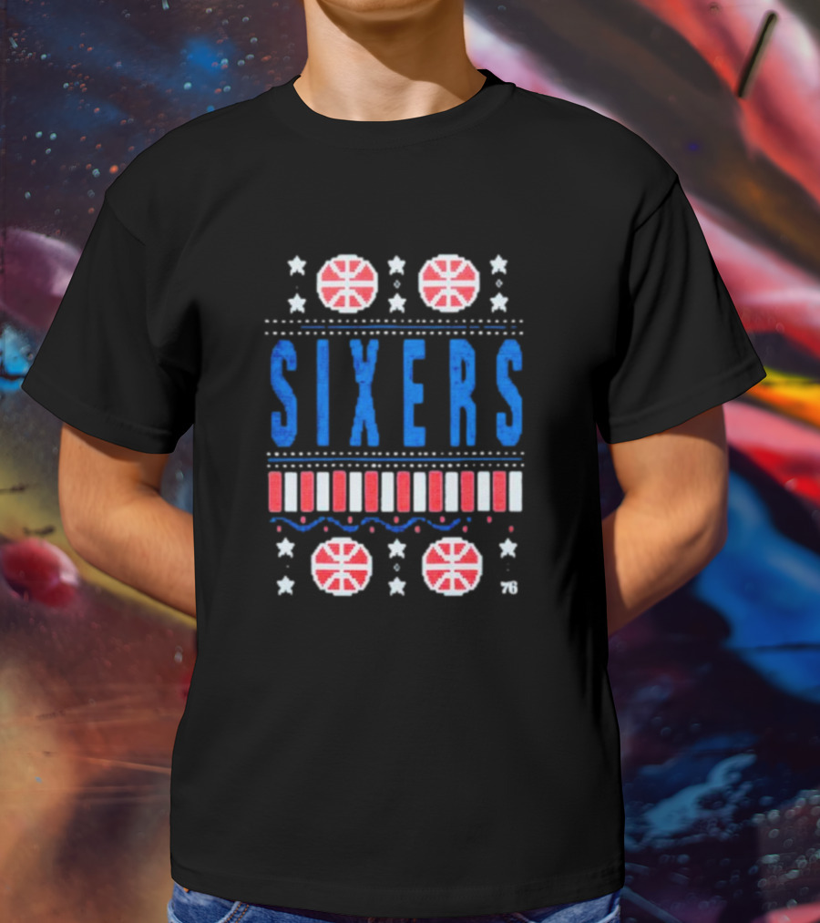 Philadelphia 76ers Sixers Holiday Basketball Stars T-Shirt
