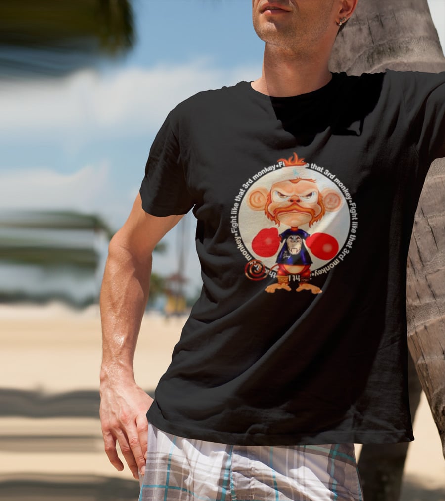 Fight Like That 3rd Monkey Angry Boxing Character With Red Gloves And Orange Hair T-Shirt