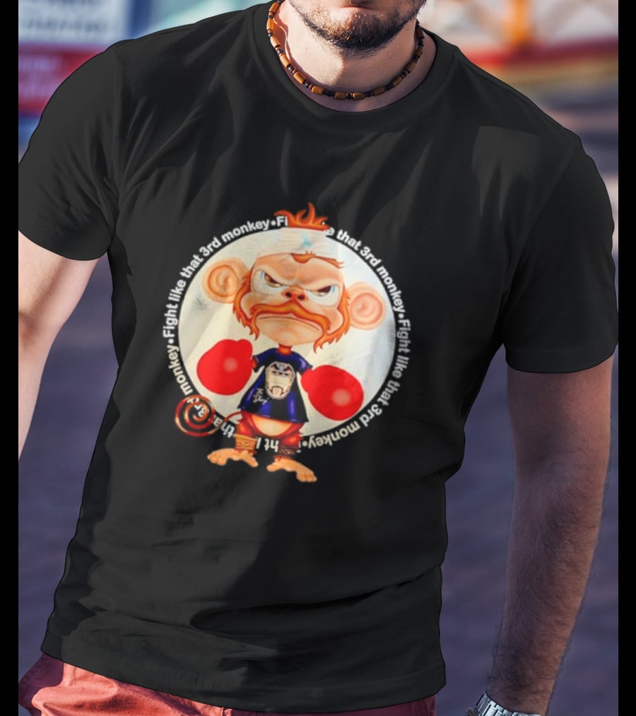Fight Like That 3rd Monkey Angry Boxing Character With Red Gloves And Orange Hair T-Shirt