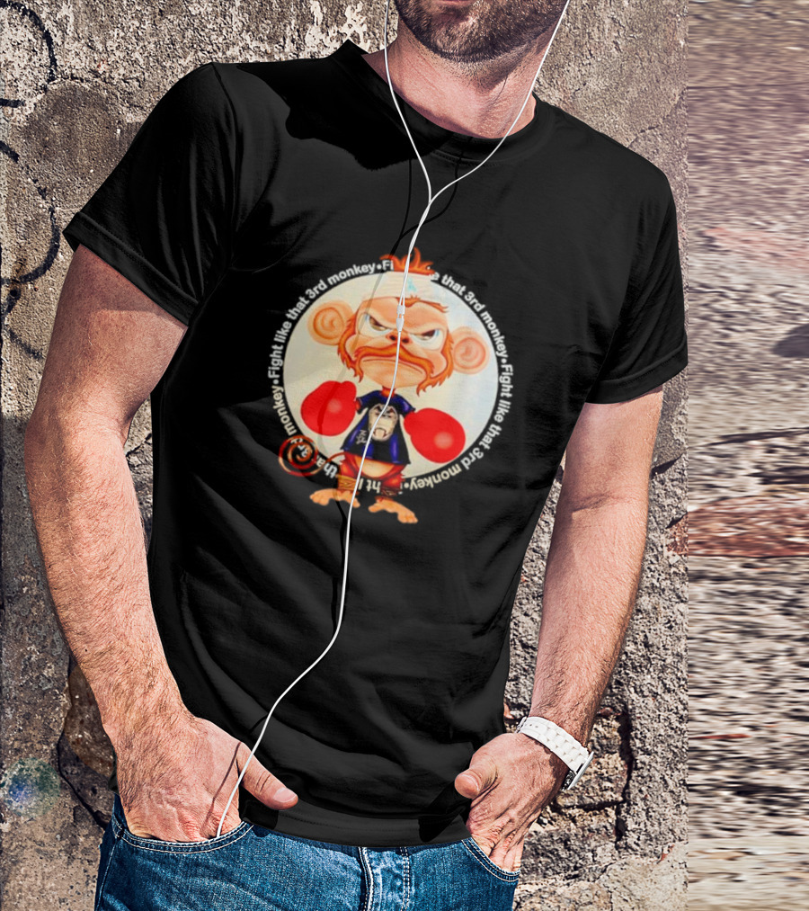Fight Like That 3rd Monkey Angry Boxing Character With Red Gloves And Orange Hair T-Shirt
