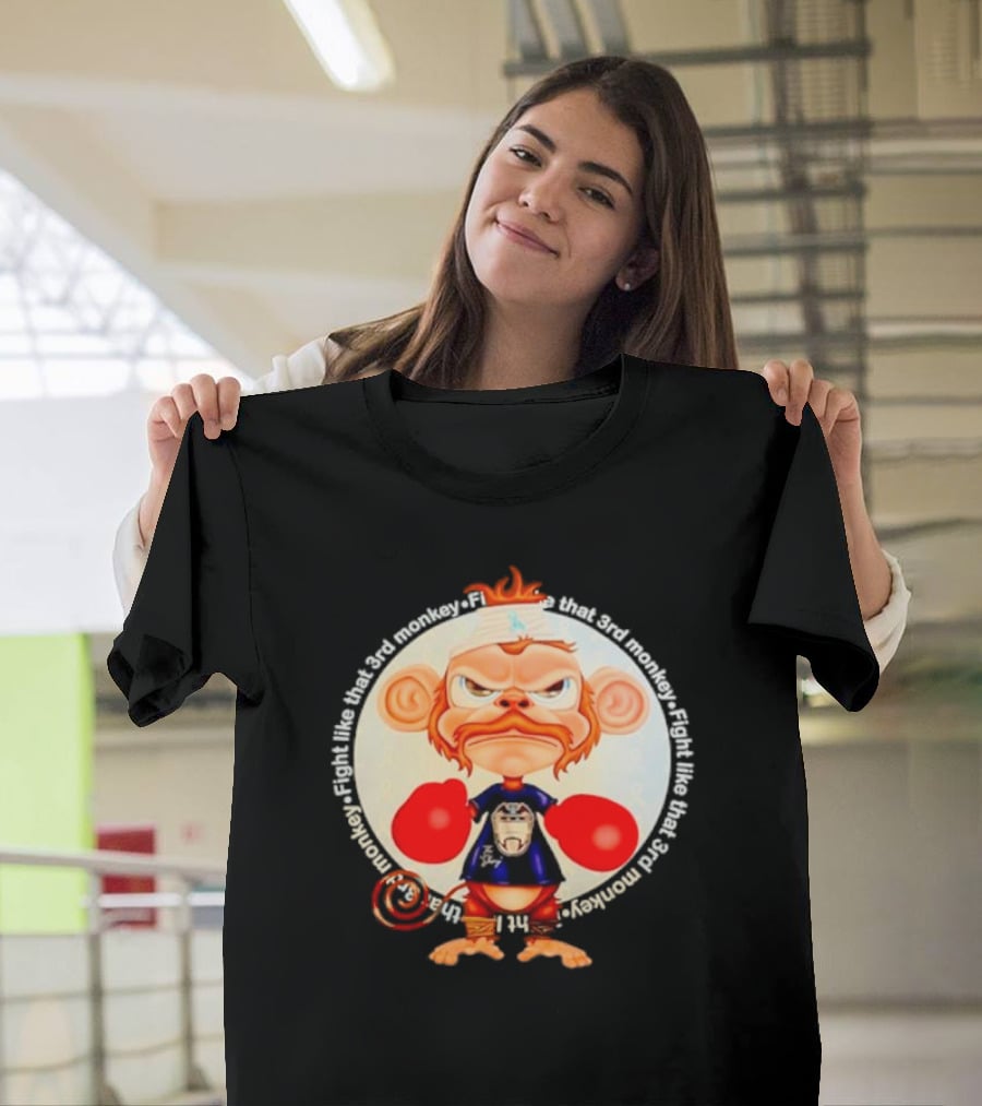 Fight Like That 3rd Monkey Angry Boxing Character With Red Gloves And Orange Hair T-Shirt