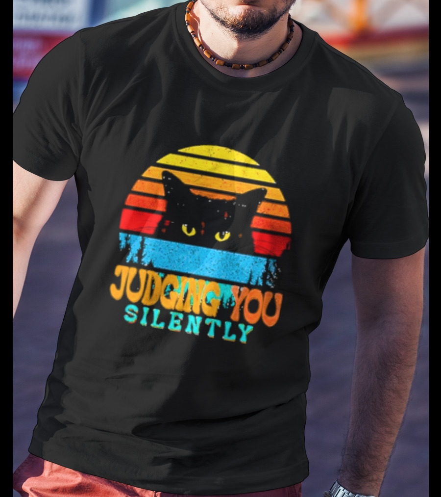 Judging You Silently Black Cat Vintage T-Shirt