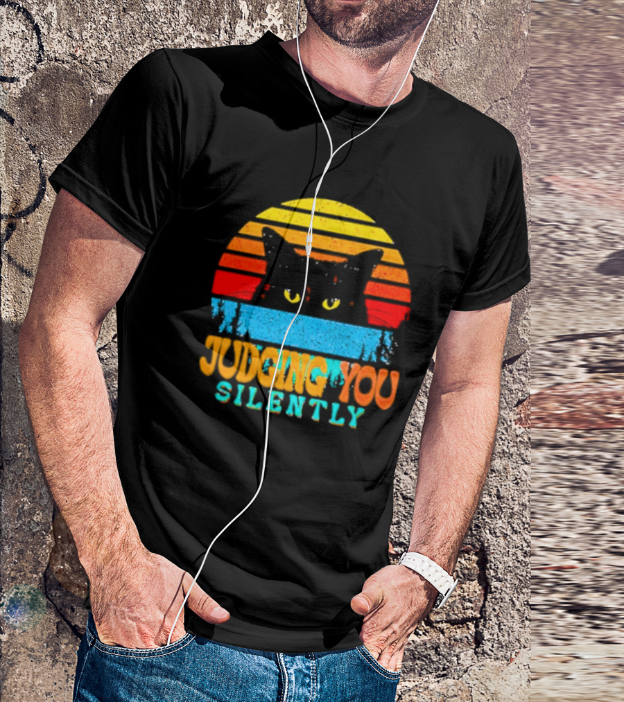 Judging You Silently Black Cat Vintage T-Shirt