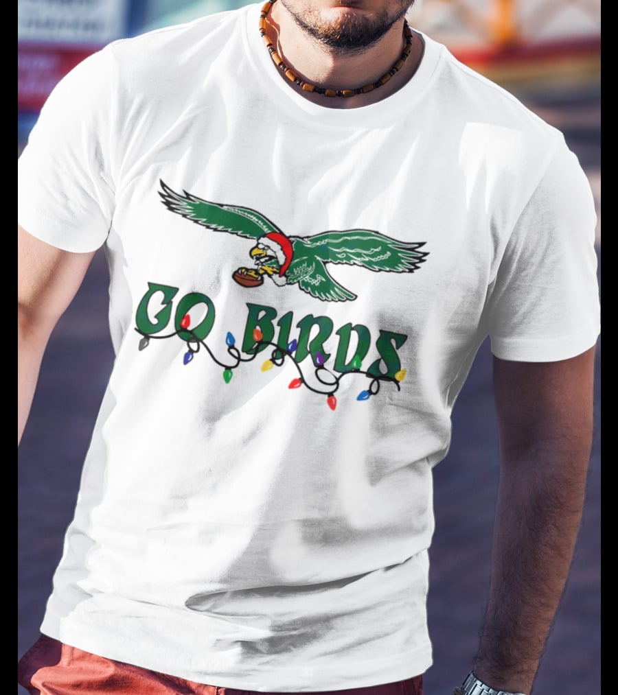 Christmas Philly Eagles Santa Go Birds Holiday Lights T-Shirt
