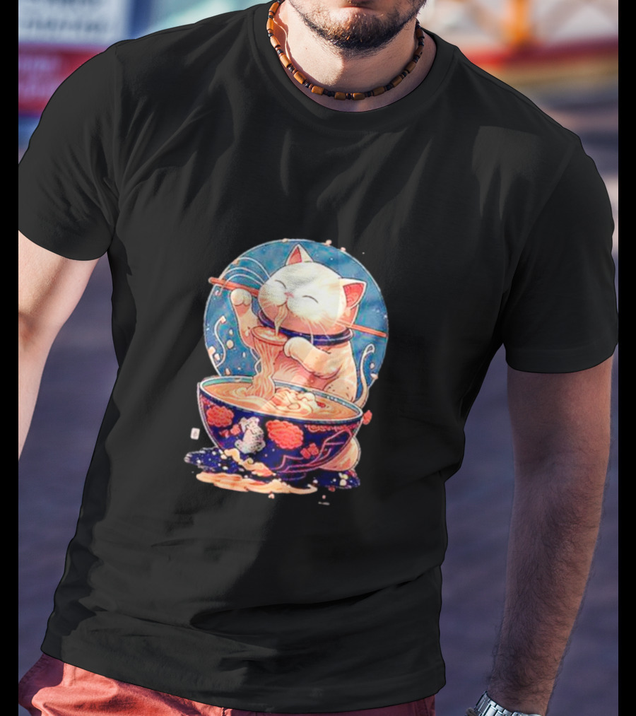 Kawaii Cat Noodle Delight Ramen Bowl T-Shirt