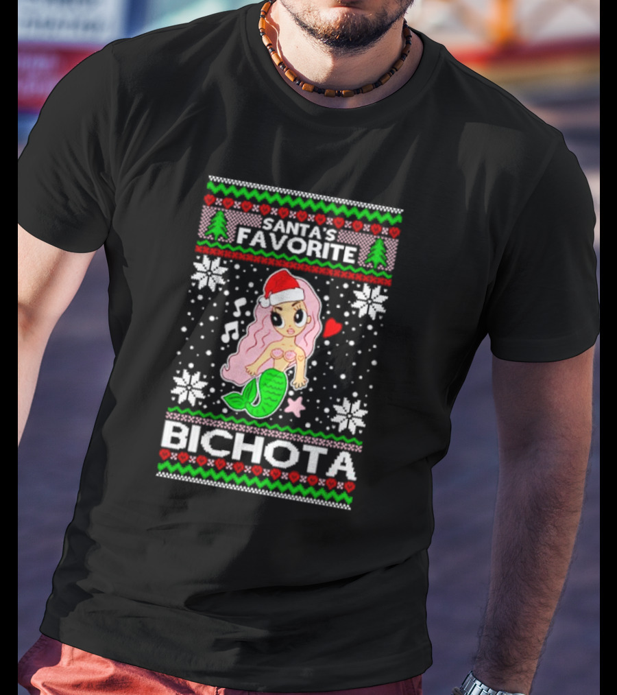 Santa's Favorite Bichota Mermaid Christmas T-Shirt