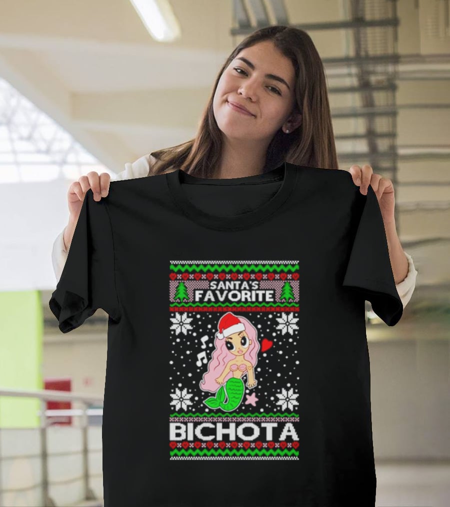 Santa's Favorite Bichota Mermaid Christmas T-Shirt