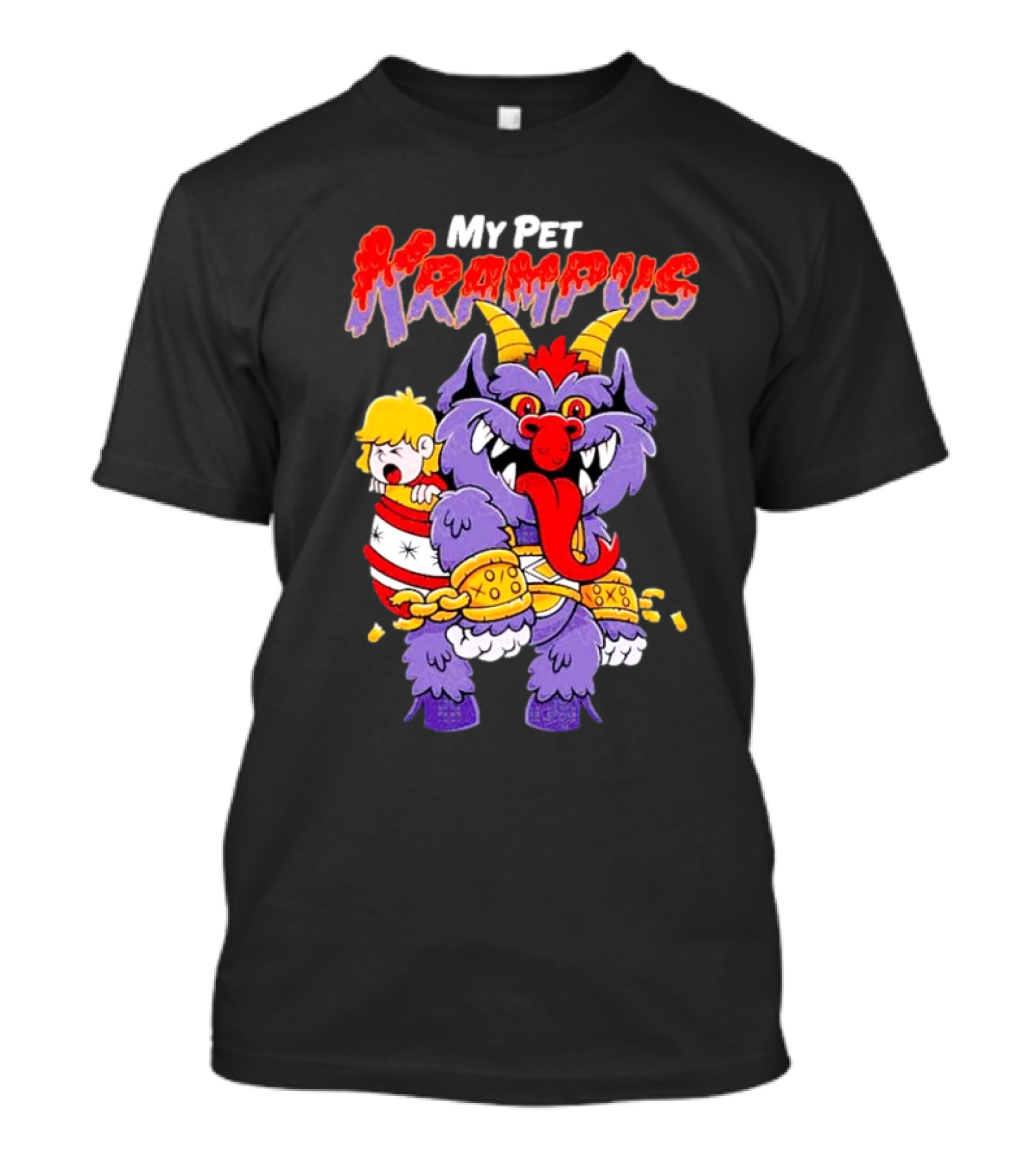 My Pet Krampus Captured Child With Chains And Horned Beast T-Shirt