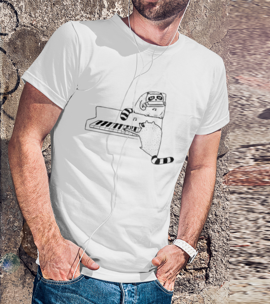 New York Nocturnal Musicians With Raccoons Playing Piano T-Shirt