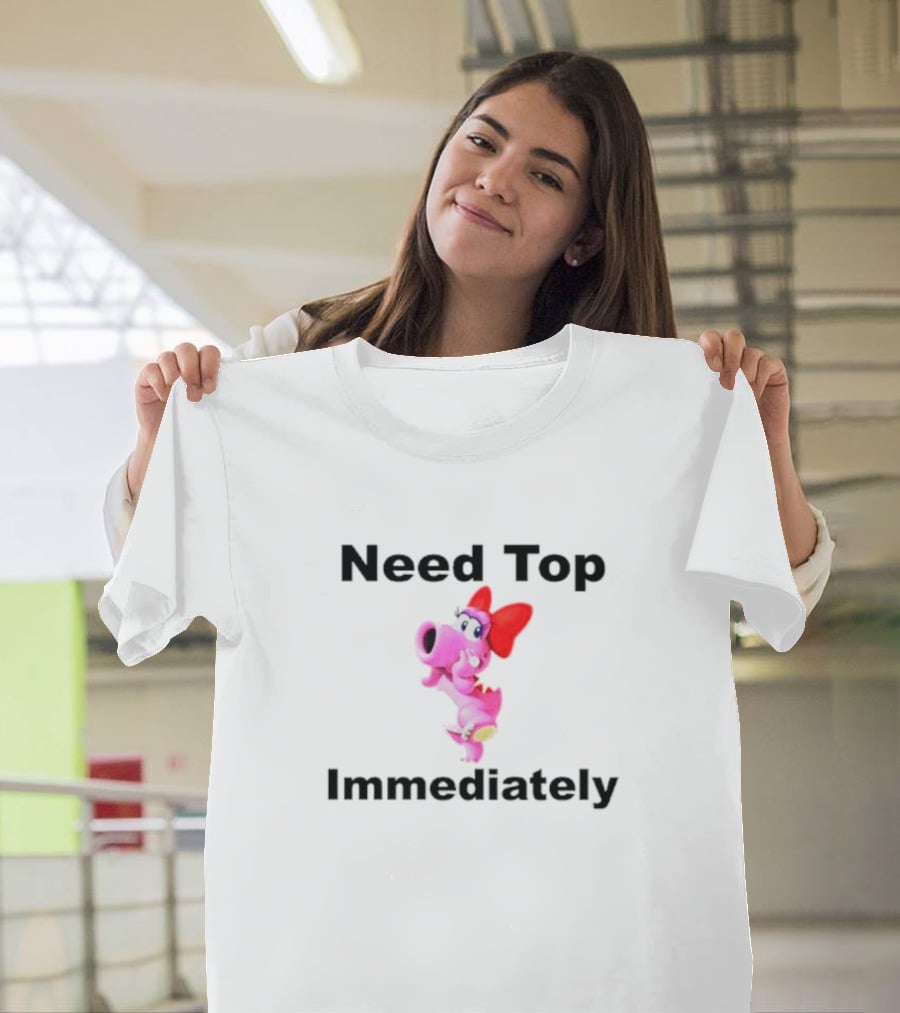 Need Top Immediately Birdo Character With Red Bow T-Shirt