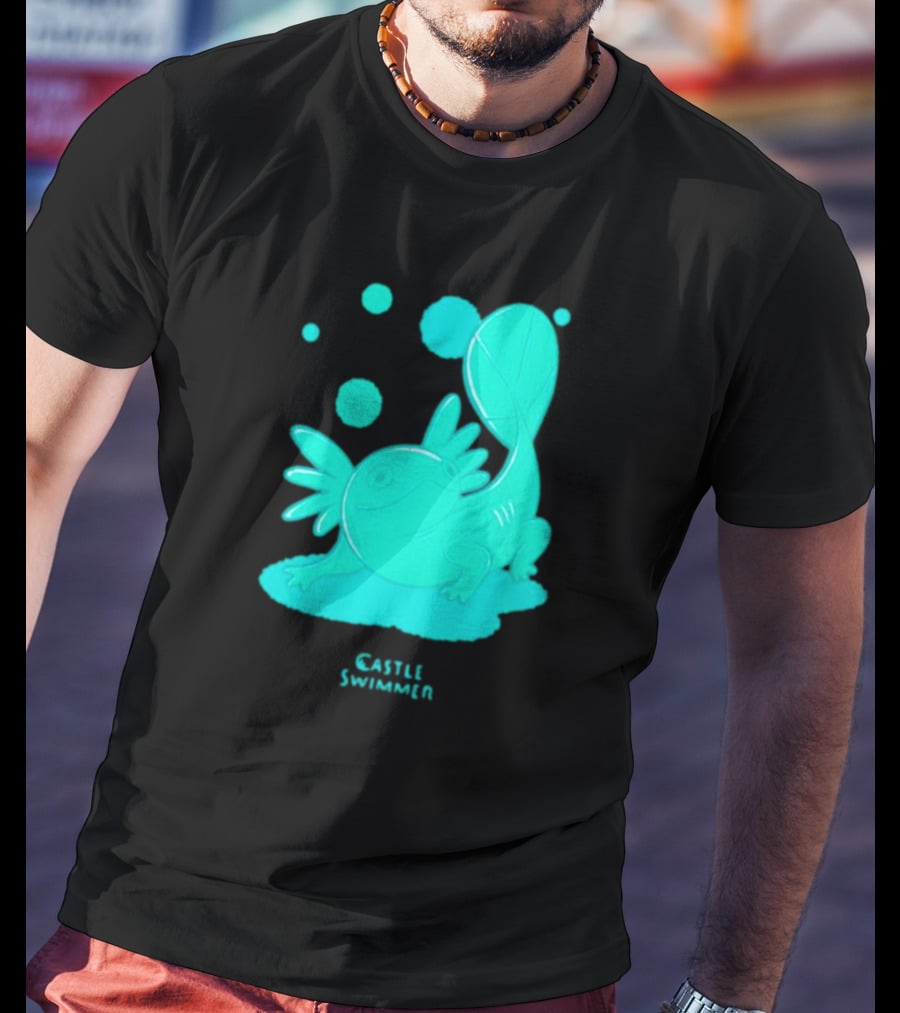 Castle Swimmer Glowing Axolotl Bubbles T-Shirt