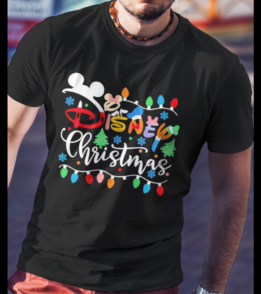 Disney Christmas Lights Festive Icons And Holiday Elements T-Shirt