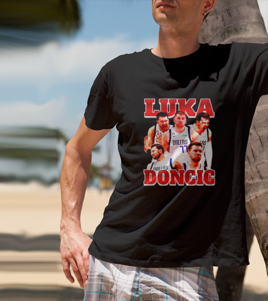 Luka Doncic Dallas Basketball Player Collage T-Shirt