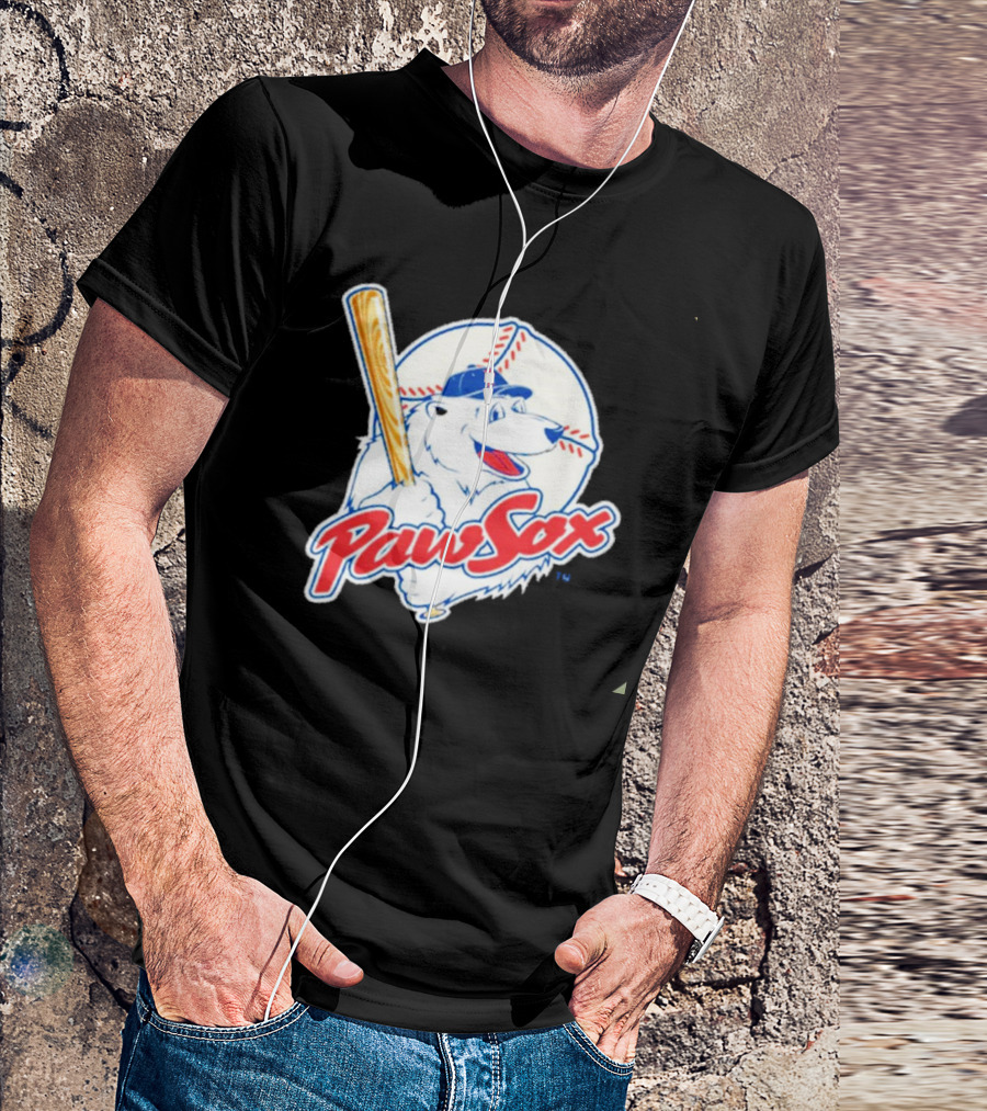 PawSox Polar Bear Baseball Bat Cap Red Socks T-Shirt
