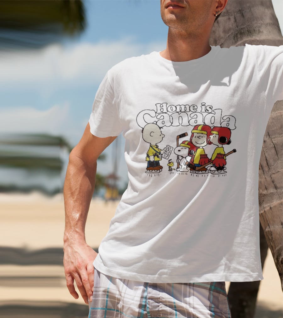 Home Is Canada Peanuts Hockey Charlie Brown Snoopy Canada T-Shirt