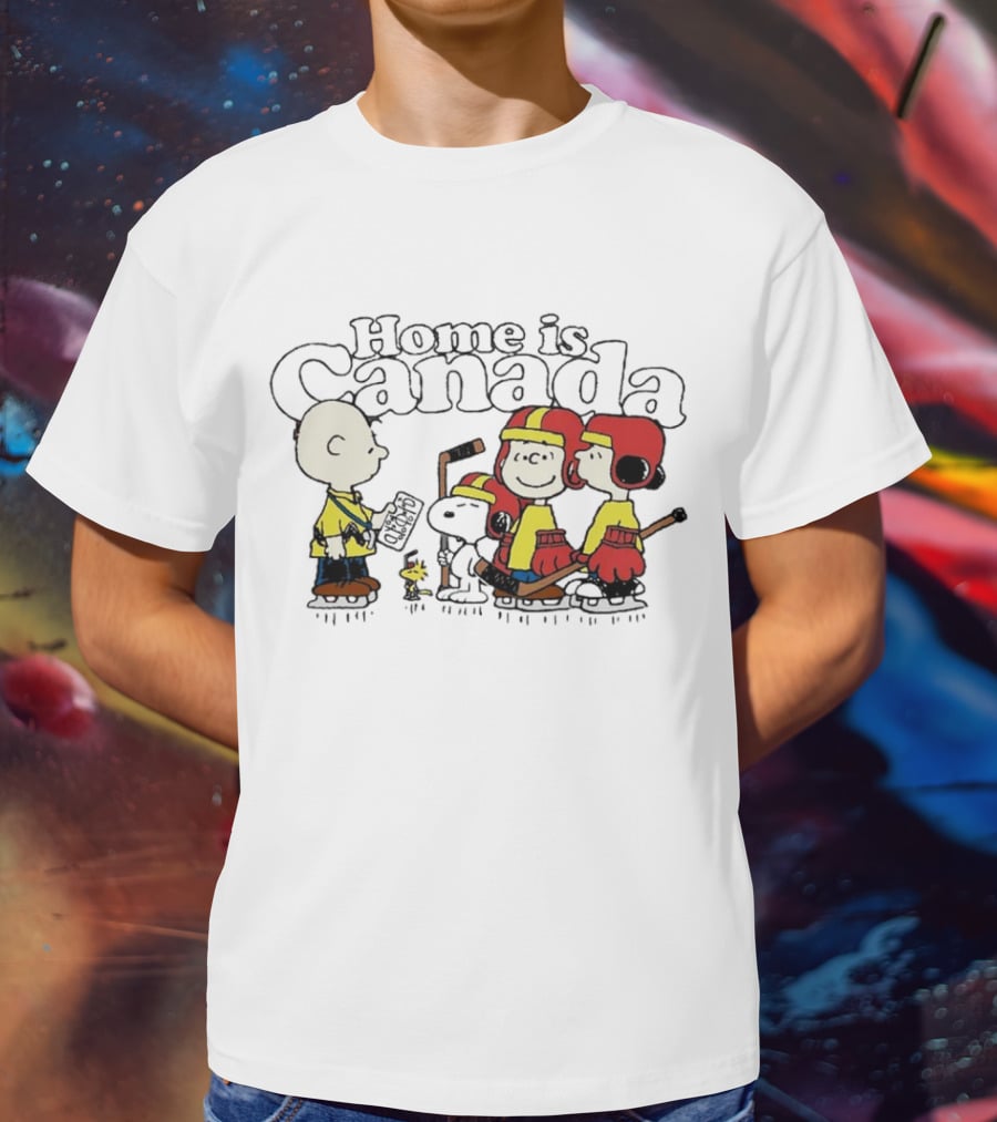 Home Is Canada Peanuts Hockey Charlie Brown Snoopy Canada T-Shirt