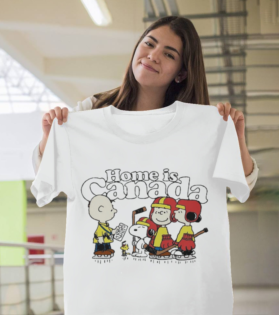 Home Is Canada Peanuts Hockey Charlie Brown Snoopy Canada T-Shirt
