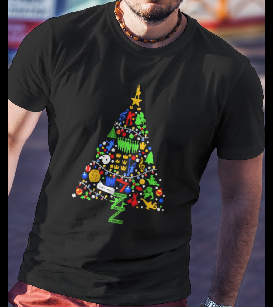 Ultimate Broadway Themed Christmas Tree Colorful Ornament Decorations T-Shirt