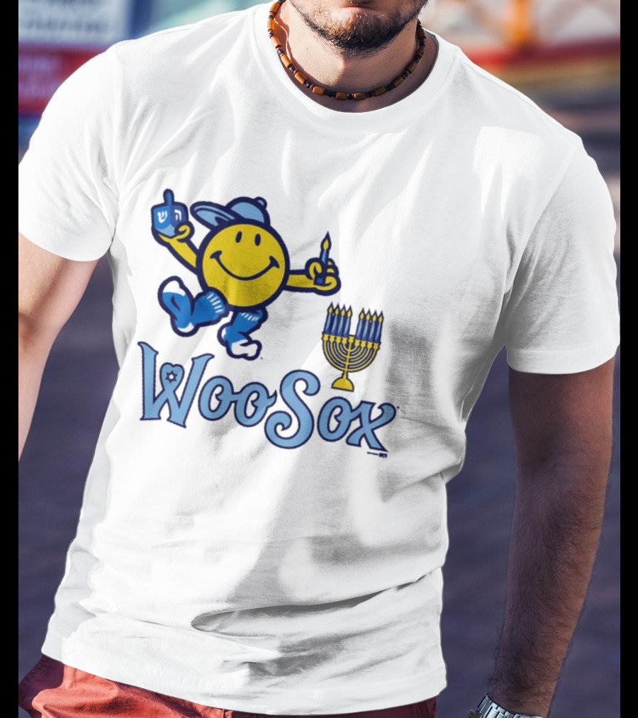 Worcester Red Sox Hannukkah Smiley Dreidel Menorah WooSox T-Shirt