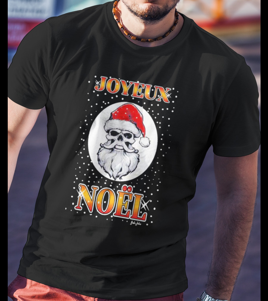 Joyeux Noël Skull Santa Hat Festive T-Shirt