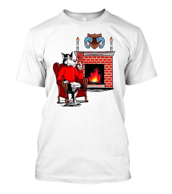 NC State Wolfpack Relaxing By Fireplace Victory Scene T-Shirt