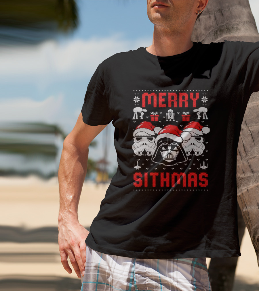 Merry Sithmas The Mandalorian Ugly Darth Vader Stormtrooper Christmas Star Wars T-Shirt