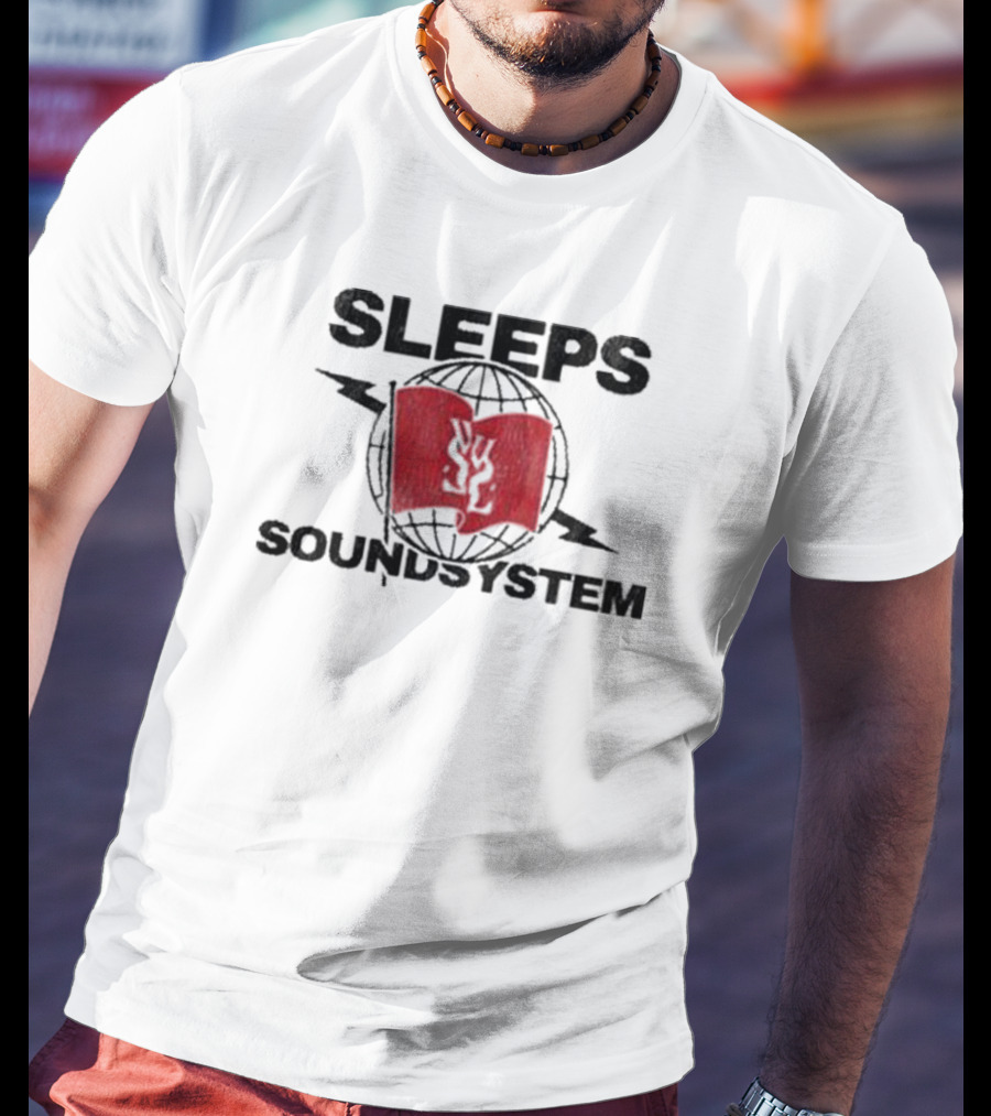 Sleeps Soundsystem Global Red Flag Emblem T-Shirt