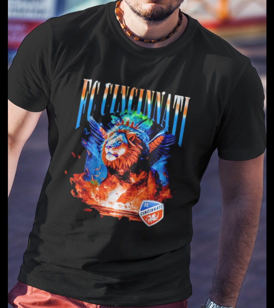 FC Cincinnati Winged Lion Fiery Crest T-Shirt