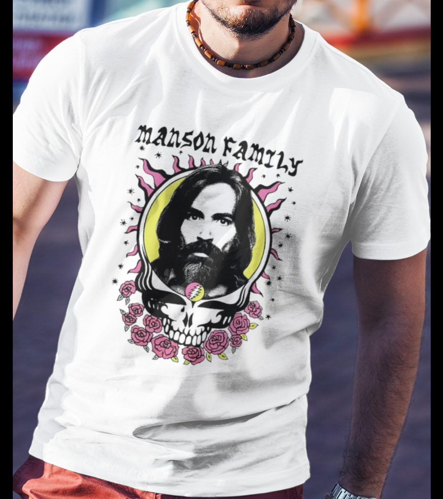 Manson Family Skull Roses Artwork With Grateful Dead T-Shirt