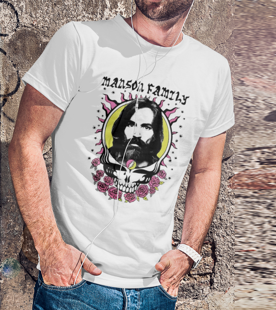 Manson Family Skull Roses Artwork With Grateful Dead T-Shirt