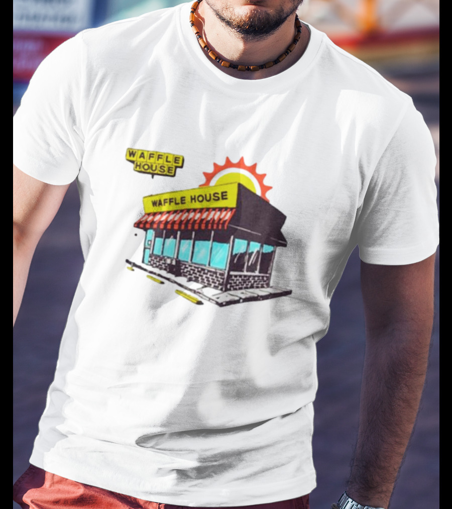 Waffle House Restaurant Building With Sunburst Background T-Shirt