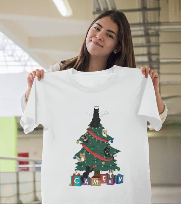 Cam Fam Cats On Christmas Tree T-Shirt