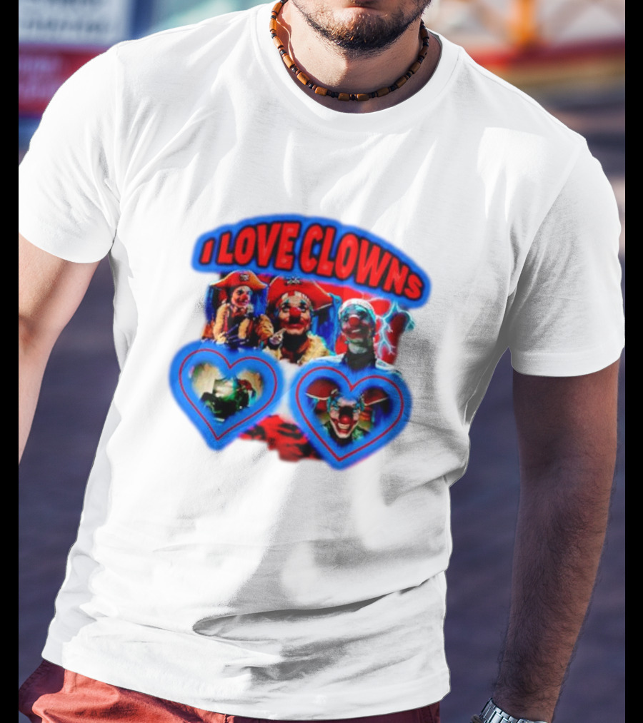I Love Clowns Colorful Heart Faces T-Shirt