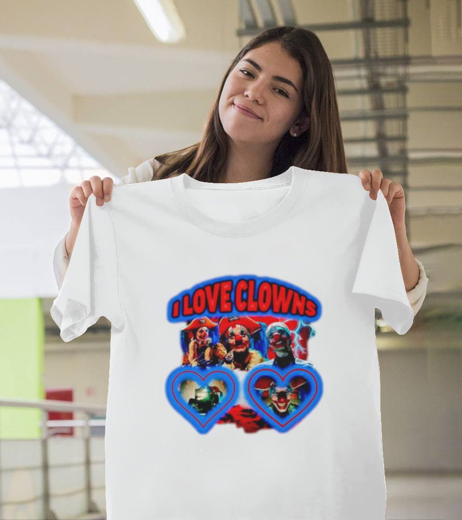 I Love Clowns Colorful Heart Faces T-Shirt