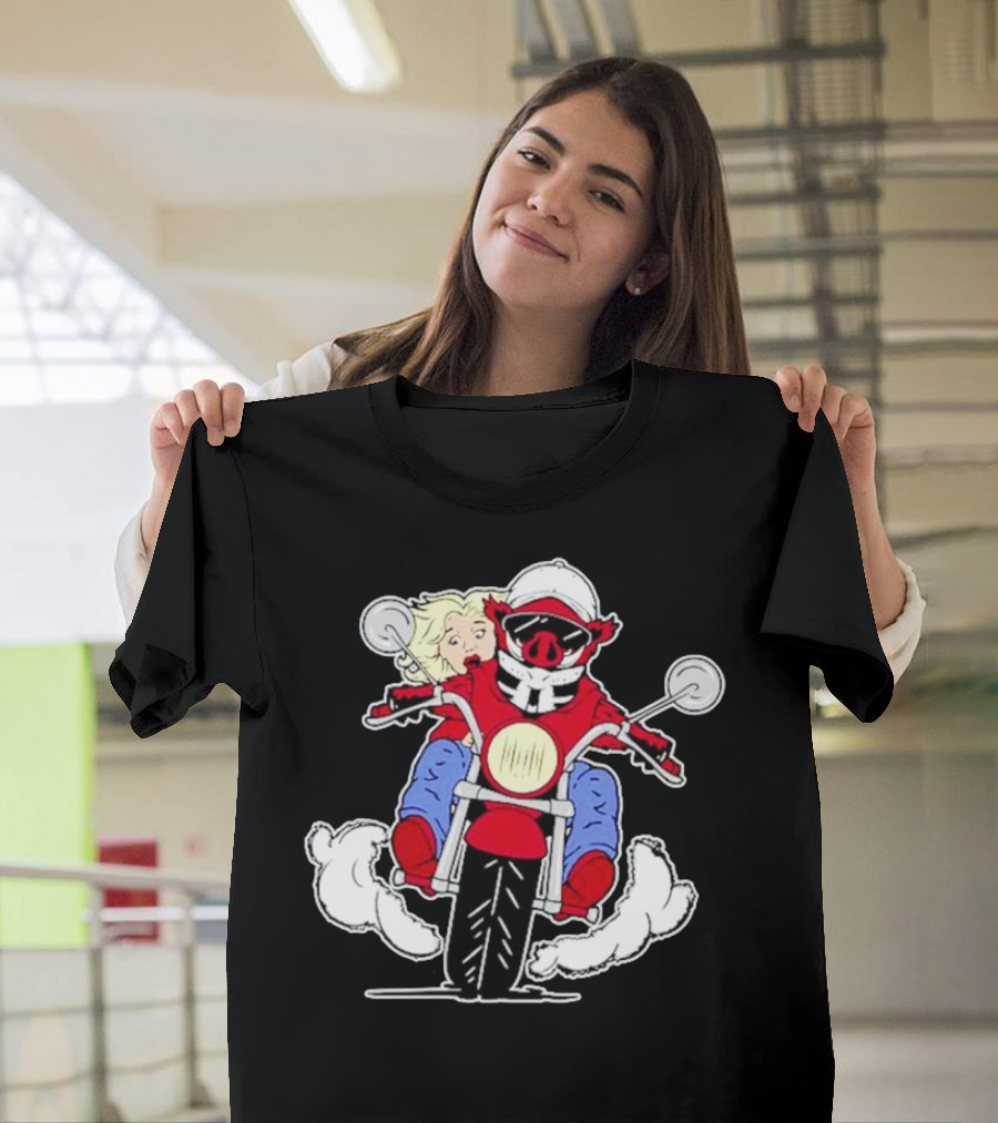 Arkansas Razorbacks Pig Riding Motorcycle With Passenger T-Shirt