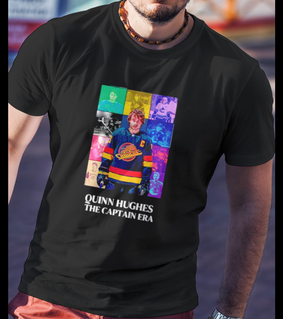 Quinn Hughes The Captain Era Multicolor Vancouver Hockey Legend T-Shirt