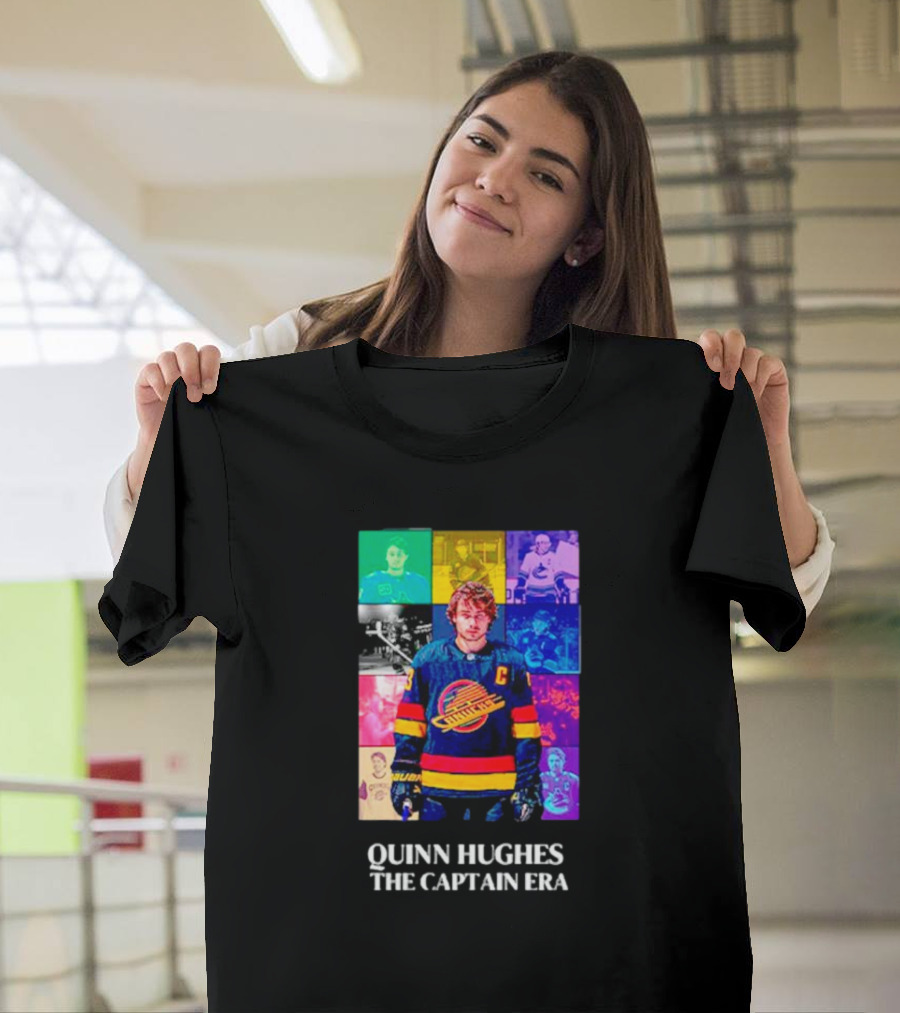 Quinn Hughes The Captain Era Multicolor Vancouver Hockey Legend T-Shirt