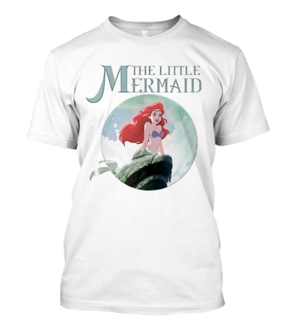 The Little Mermaid Ariel With Red Hair And Ocean Backdrop T-Shirt