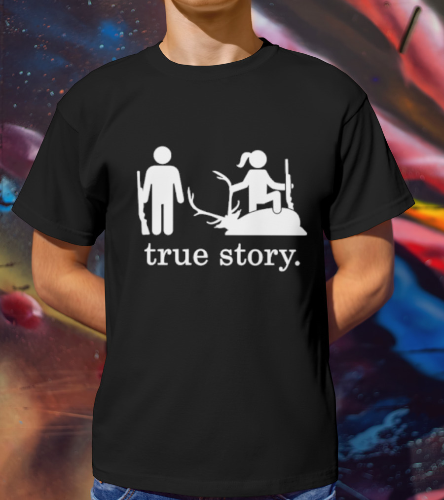 Hunting True Story Deer Silhouette With Rifle Icons T-Shirt
