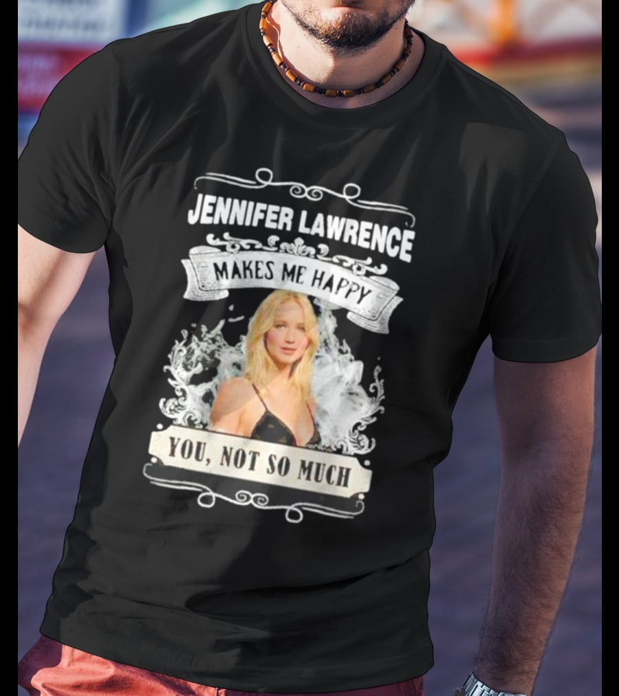Jennifer Lawrence Makes Me Happy You Not So Much Cloud Motif T-Shirt