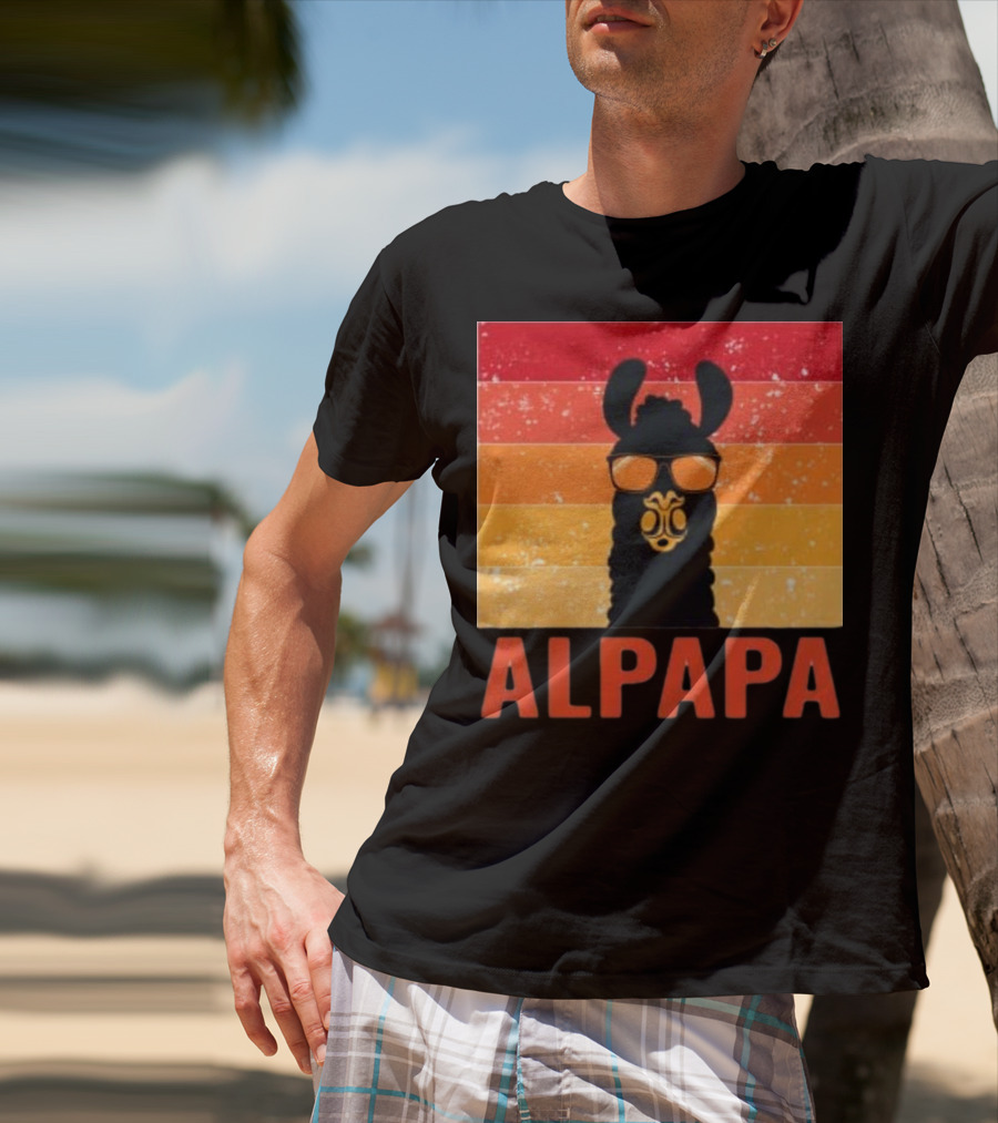 Alpapa Llamafathers Day Vintage Groovy T-Shirt