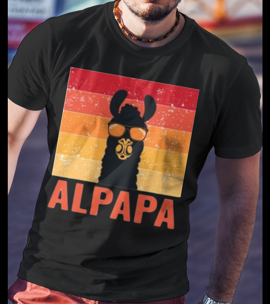 Alpapa Llamafathers Day Vintage Groovy T-Shirt