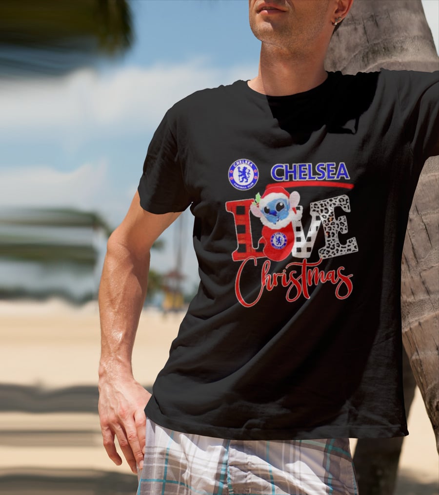 Chelsea Football Club Stitch Love Christmas T-Shirt