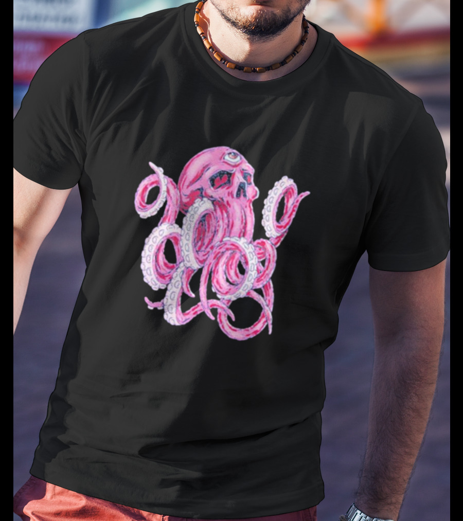Deep Dark And Dangerous Ddd Red Octopus Skull Alien Tentacles T-Shirt