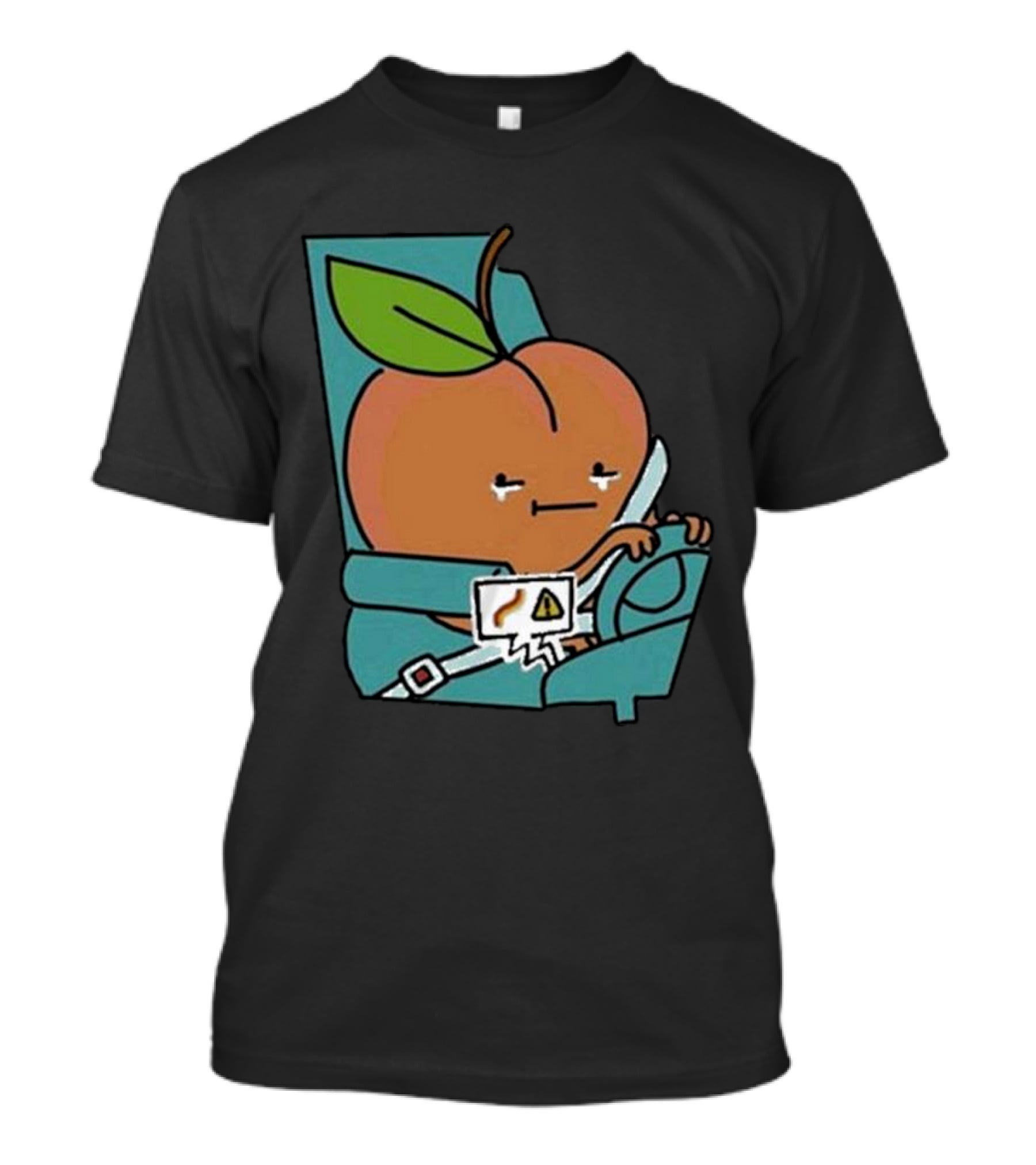 Peach Driving With Tears Fastened In Seatbelt Warning Signal T-Shirt